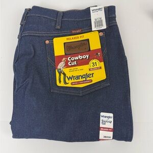 Men’s Wrangler Cowboy Cut Relax Fit Jeans - Dark Stonewash - 38x30